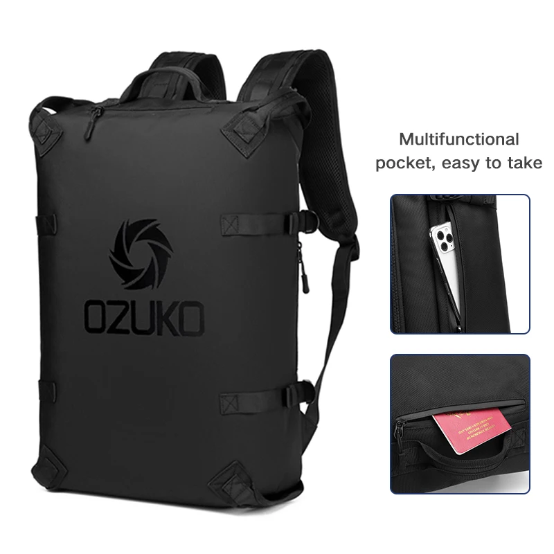 OZUKO-mochila impermeable para adolescentes, morral para motocicleta, bolsa de viaje para ordenador portátil de 15,6 pulgadas, a la moda