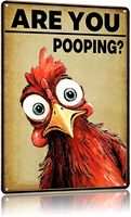 CAEJCCL Funny Chicken Metal Signs Vintage Bathroom Decor Are You Pooping Tin Sign for Toilet Washroom Restroom Wall Decor 8x12 I