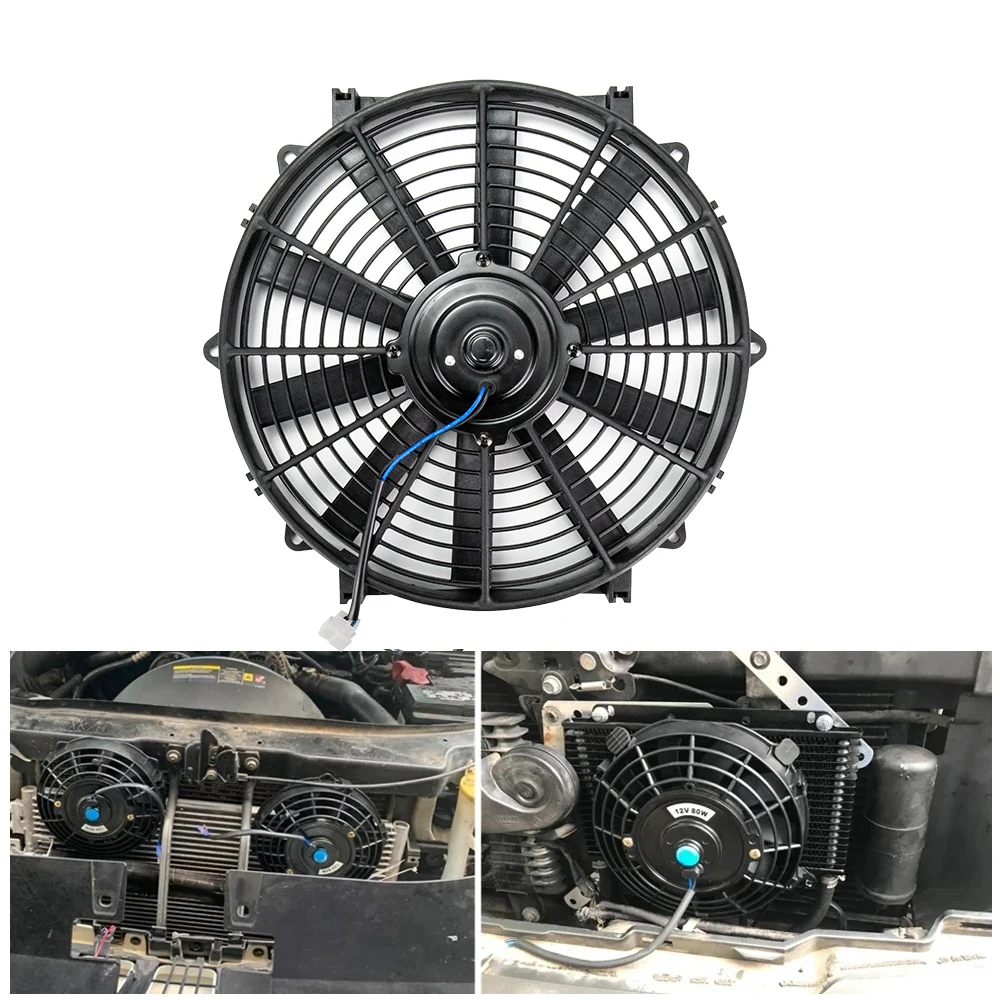 Ventilador de radiador Universal de 14 pulgadas, ventilador eléctrico, radiador de 12V 24V para calle/ratio/hot rod, coche musculoso clásico, camión