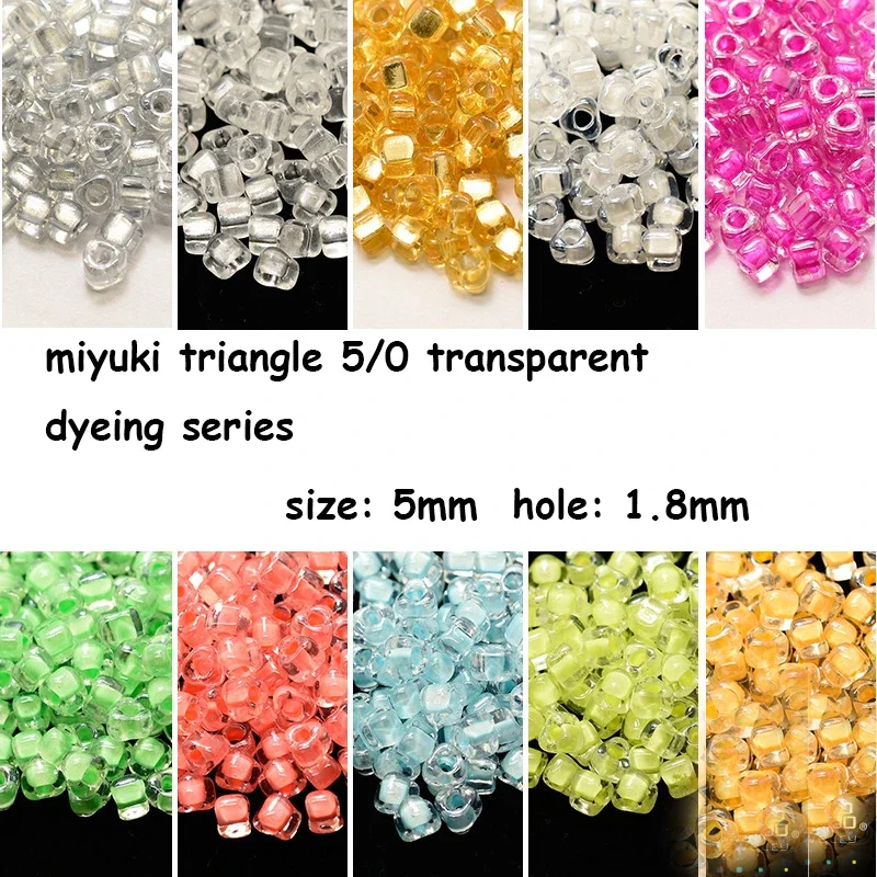 Cuentas de Vidrio Triangulares Miyuki TR5/0 TR8/0 de 5mm, Transparentes, para Teñir, Decorativas, Accesorios para Manualidades, Joyería para Mujer