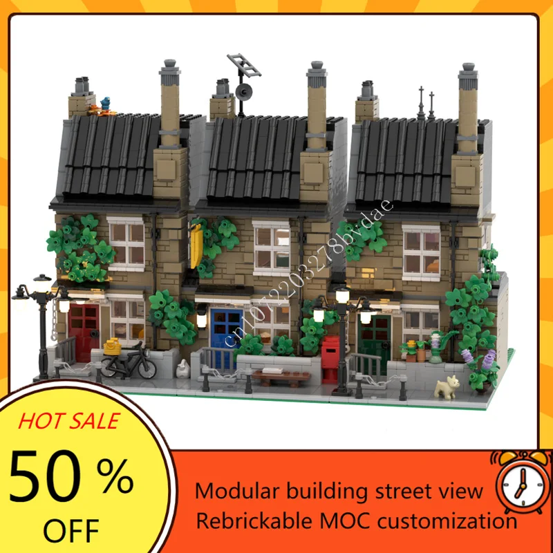 MOC-décennie s de construction modulaires britanniques, modèle de vue sur la rue, architecture créative, assemblage de bricolage, collection de jouets, cadeaux, 12464 pièces