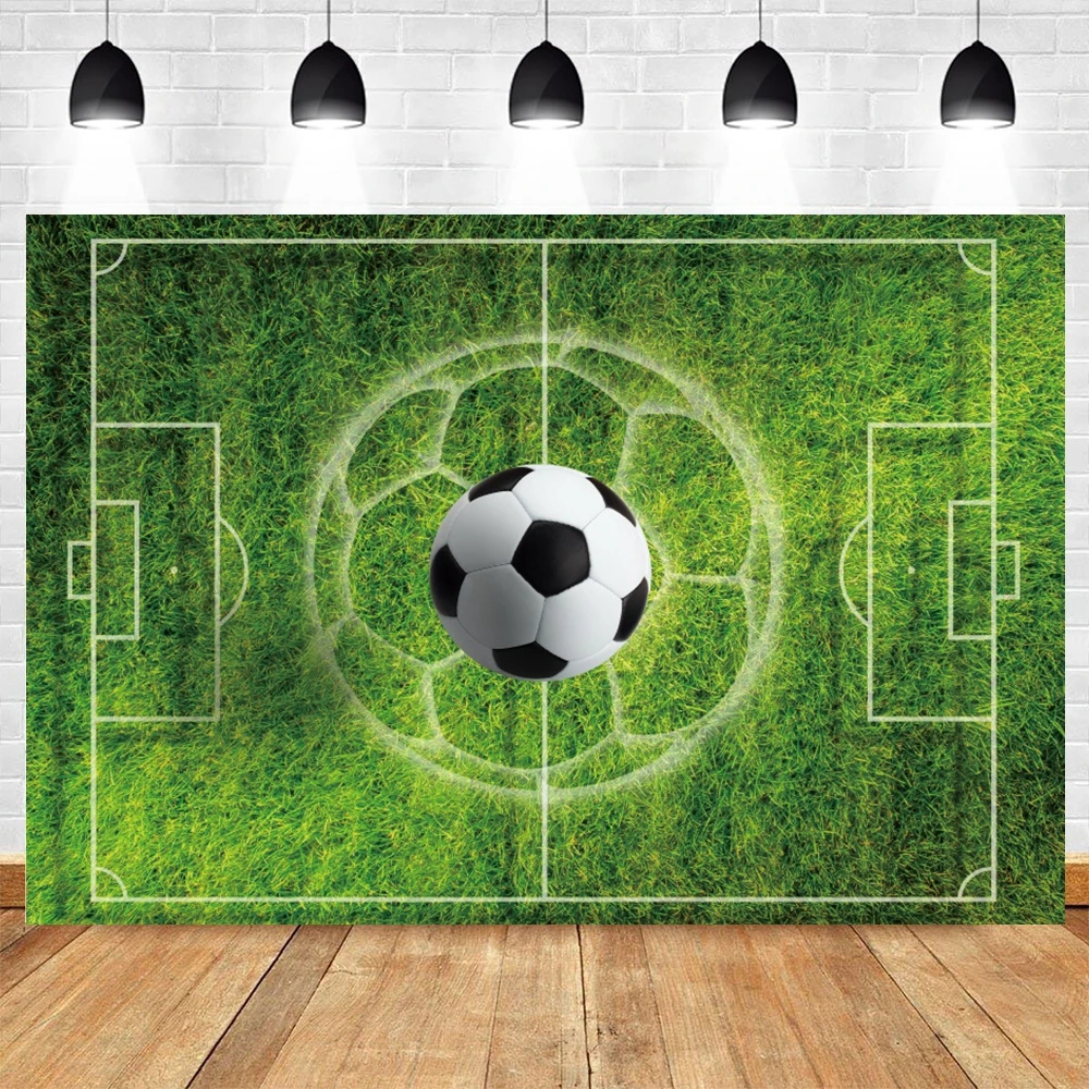 Green Grass Field Soccer Football Backdrop Customized Boys Birthday Party Decoration Photo Background Sport Photography Props