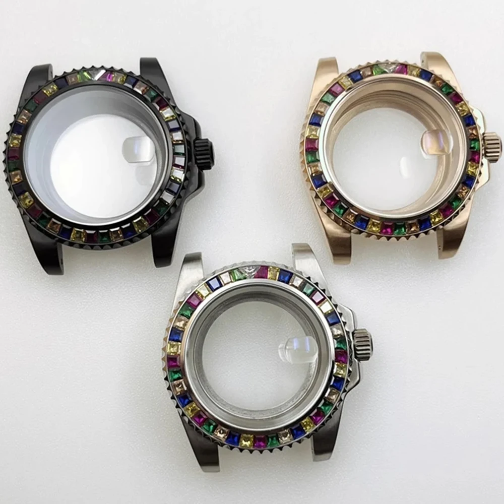 

Candy Color Bezel Insert Watch Case 40.5mm, Stainless Steel Sapphire Glass Case, for NH35A NH36 4R35A 4R36A Movement Watch Parts