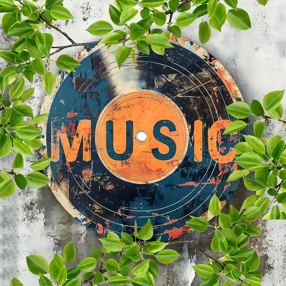 1PC Retro Black Vinyl Record Aluminum Tinplate Art - Farmhouse/Home Metal Wall Decor | Vintage Music Sign