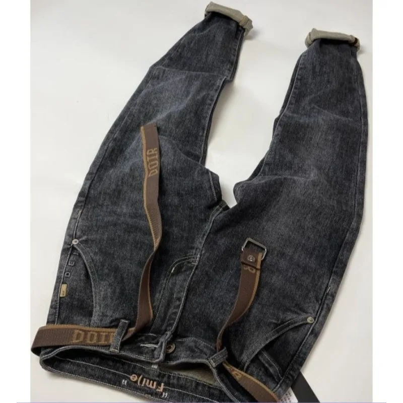 

Spring Autumn New 2026 Korean Popular Original Luxury Brands Clothing Grey Elastic Cone Fashion Casual Slim Designer Men's Jeans