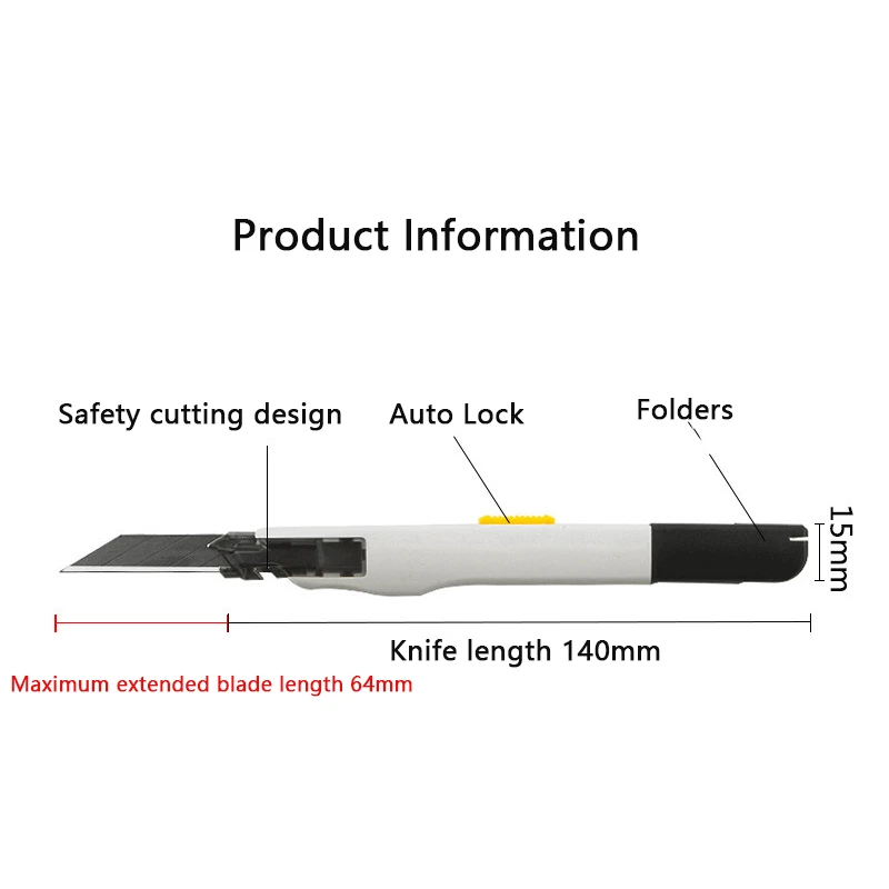 Auto Lock Portable Utility Knife, 9mm, No Shaking, 30 ° Pocket Box Cutters, Leve, Escritório, Casa, Artes, Artesanato, Passatempo, Ferramentas Carver