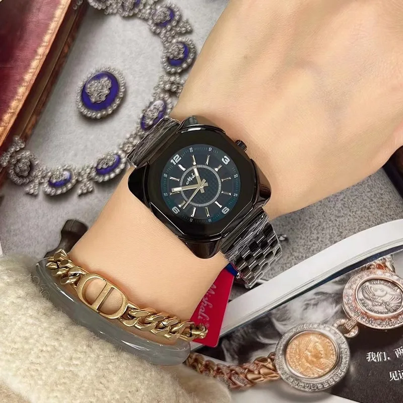 여성용 쿼츠 시계, 우아한 자동 방수 사각 스틸 벨트, 심플 트렌드 클래식 시계, 생일 선물, 신제품