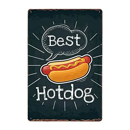 

Hot Dogs Retro Tin Sign Hotdog Metal Poster Vintage Plaque Fast Food Hotel Shop Wall Decor 8x12 Inch ase-14