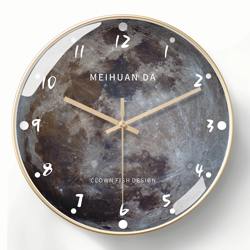 Moon Watch Wall Clock Fashion Internet Celebrant 2023 New Clock Advanced Sense Creative Moon Simple Wave Clock Wall Hanging