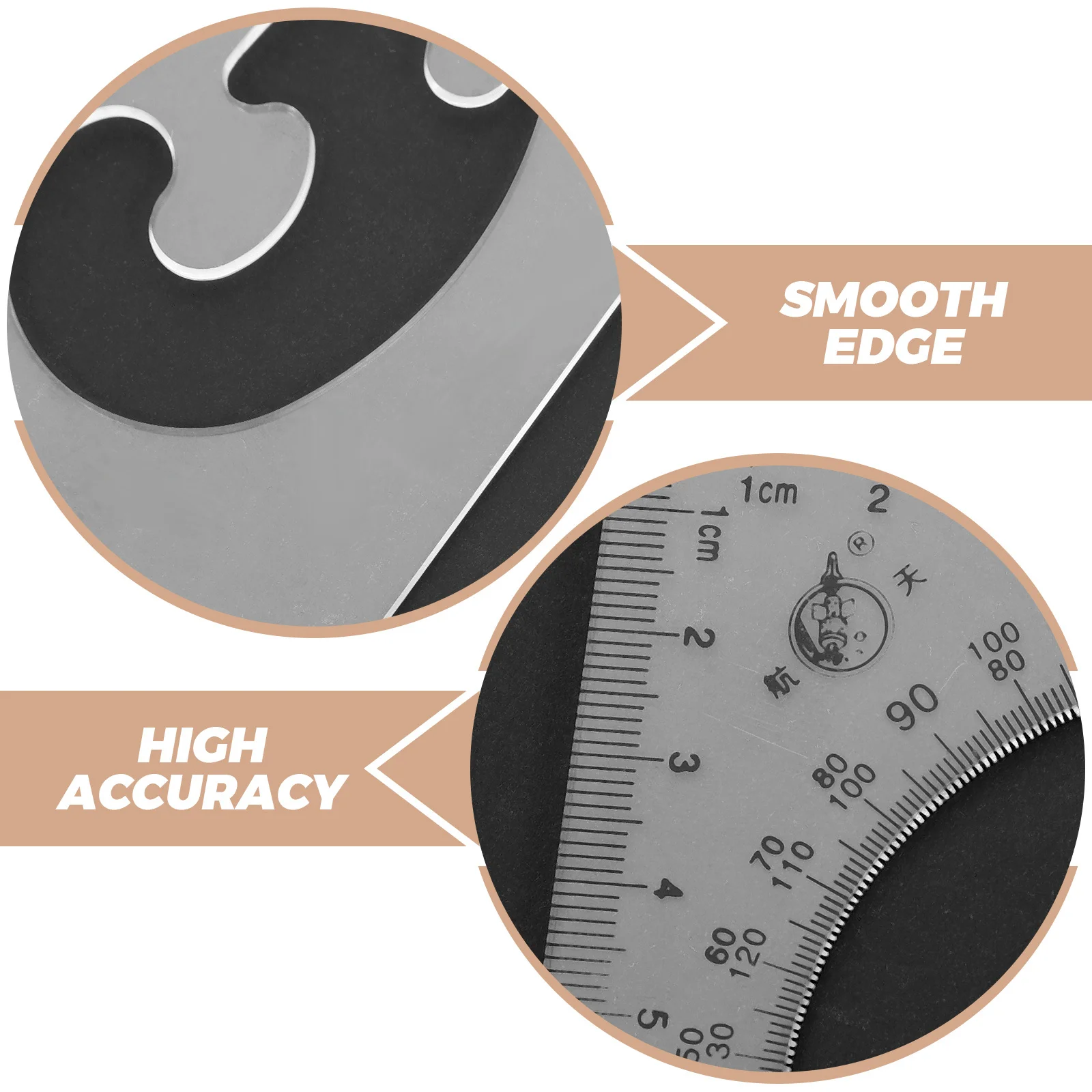 2Pcs Set Square Transparent Protractor and Ruler Kit for Architectural Drafting Supplies Angle Template Tool Multi Functional