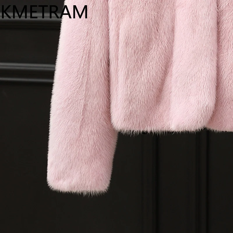 Echter ganzer Nerz-Pelzmantel für Damen, kurze Pelzjacke mit V-Ausschnitt, hochwertige Winter-Damenbekleidung, pelzige Jacken, 2025, Beij