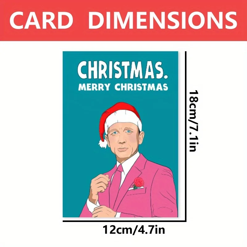 1pc, Happy Christmas Time Card, Merry Christmas Card, December Winter Christmas Greetings Card, Funny Christmas Card