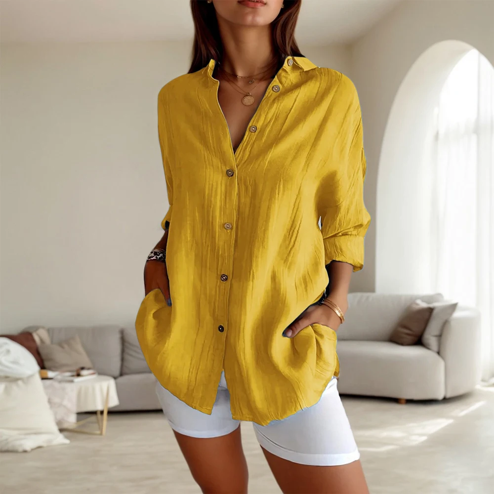 حجم كبير المرأة الصلبة رفض طوق القمصان أزرار بلوزة بلايز السيدات واحدة الصدر عادية فضفاض تي شيرت تي شيرت حجم 0XL-5XL