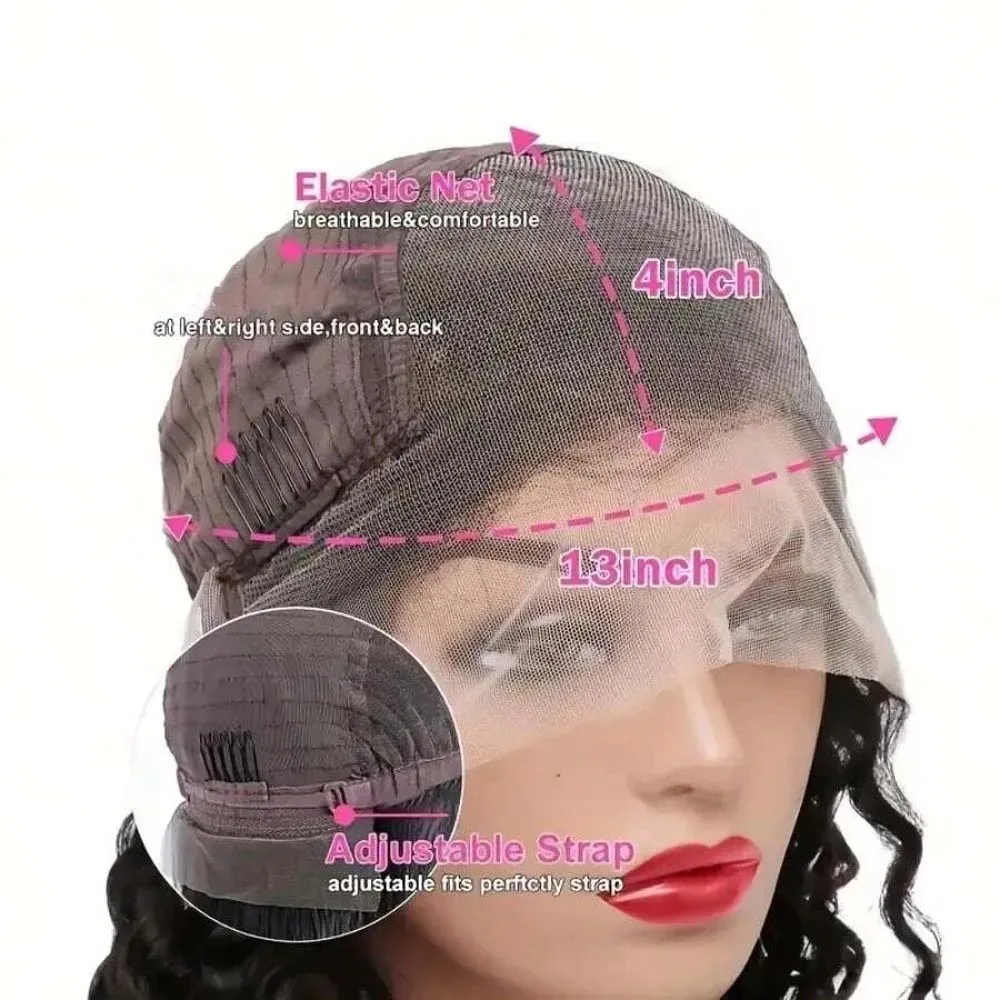 250% Density 99J 13x4 HD Lace Front Human Hair Wigs Burgundy 34Inch Deep Wave Peruvian Curly Glueless Lace Frontal Closure Wigs - Image 6