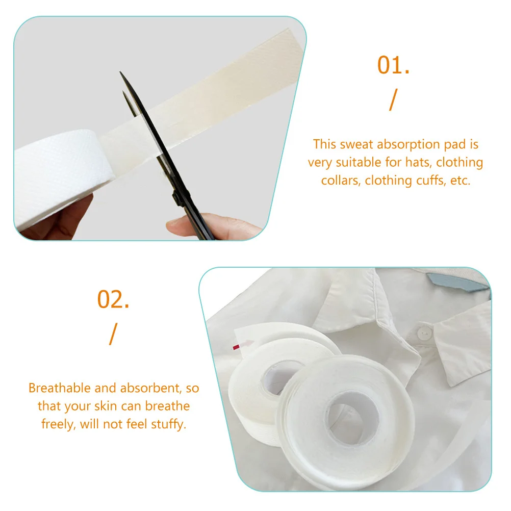 

5pcs Adhesive Absorbent Pads 5 Rolls Hat Liner Protection Collar Shirt Cap Strips Non-Woven Breathablecollar Sweat Pads Adhesive