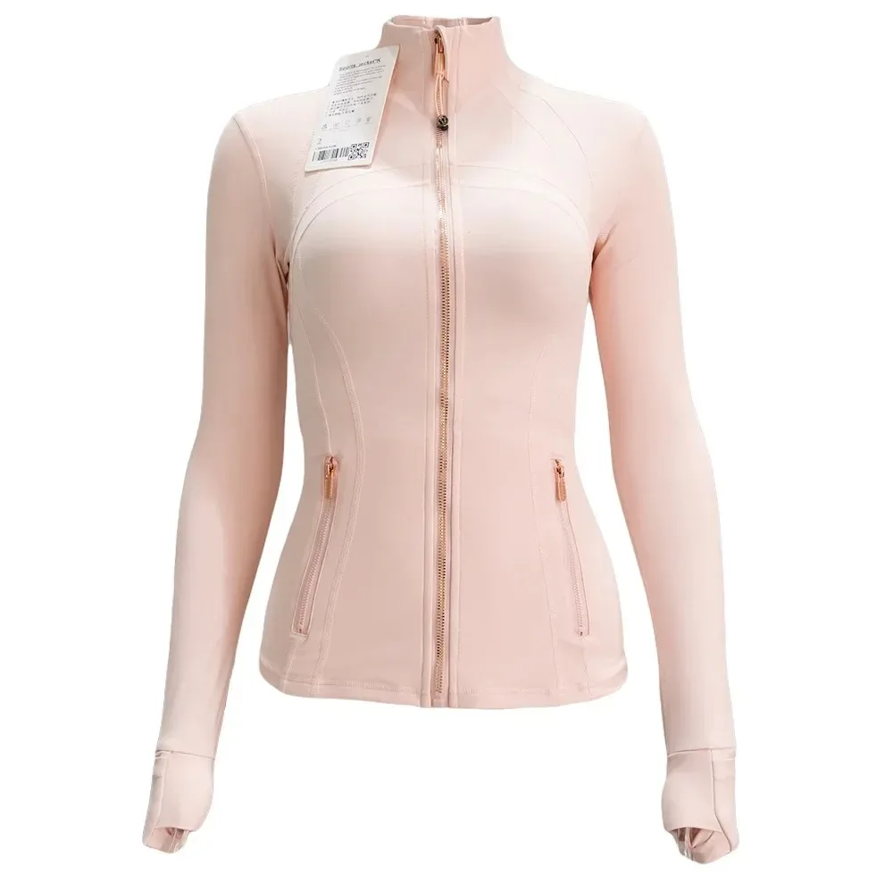 

Утягивающая куртка на молнии с воротником для йоги, легкая быстросохнущая спортивная тонкая розовое золото, вечерняя летняя верхняя одежда для активного отдыха