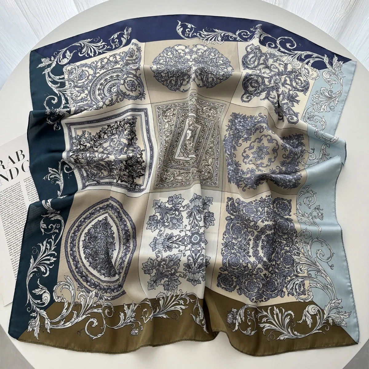 Geometric Print Shawl Square Scarf for Women Satin High Quality Neckerchief Female Hair Bands Ribbon Headband Bandana image 4