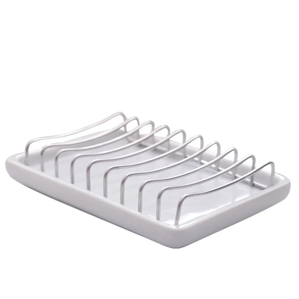 Simple Multi-function Ceramic Soap Dish Ceramic Anti-corrosion Storage Dish Non-standing Water Durable Cup Holder Household