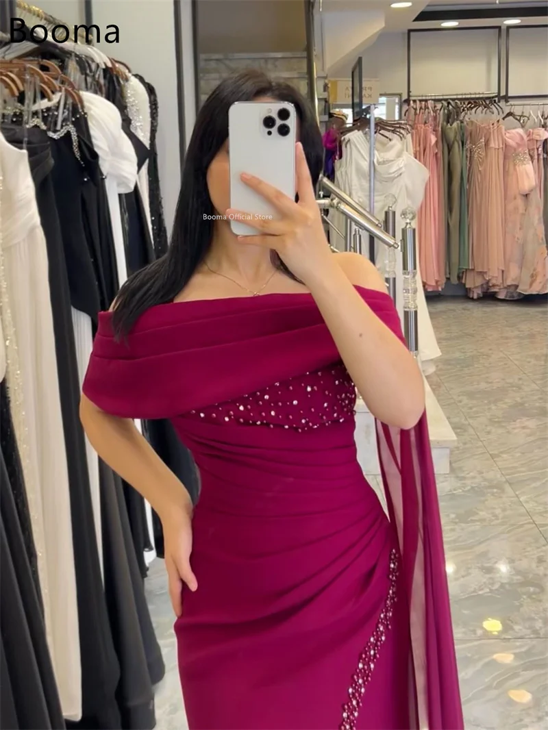 Booma sirena Simple cristal fuera del hombro vestidos de noche vestidos largos formales para mujeres elegantes vestidos de graduación por encargo 2025