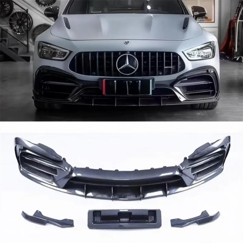 

Для Benz GT50 GT53 GT63S 2018-2025 настоящая сухая передняя губа из углеродного волокна, передний бампер, нижняя губа под спойлер, сплиттер, комплект кузова