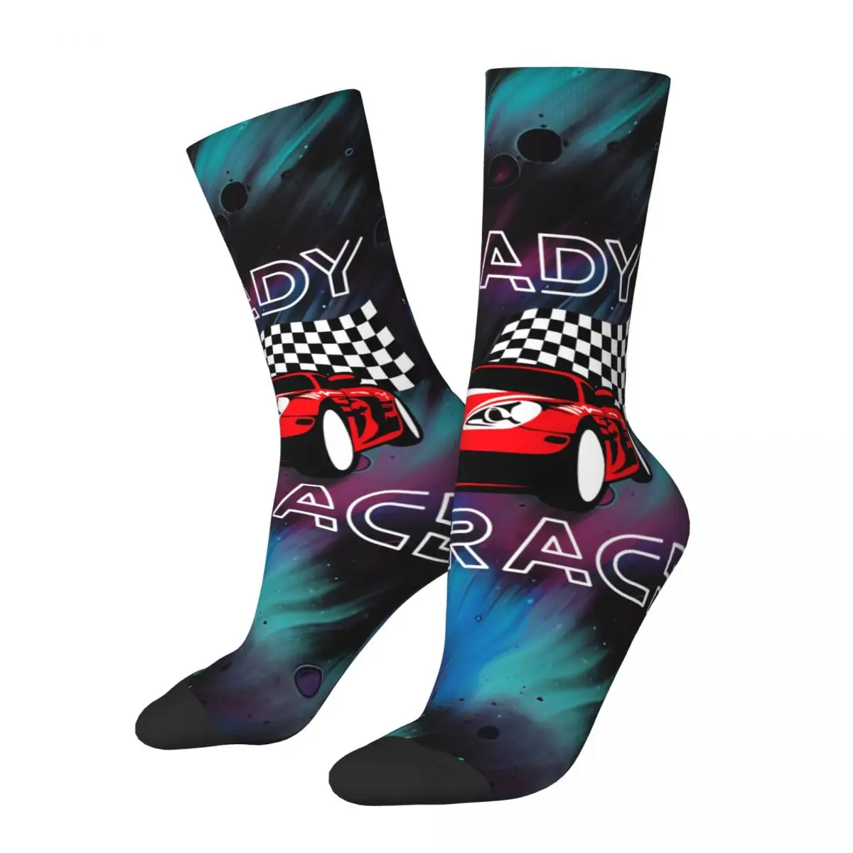 Themed Men's Socks Retro Harajuku Ready To Race Street Style Novelty Pattern Crew Sock