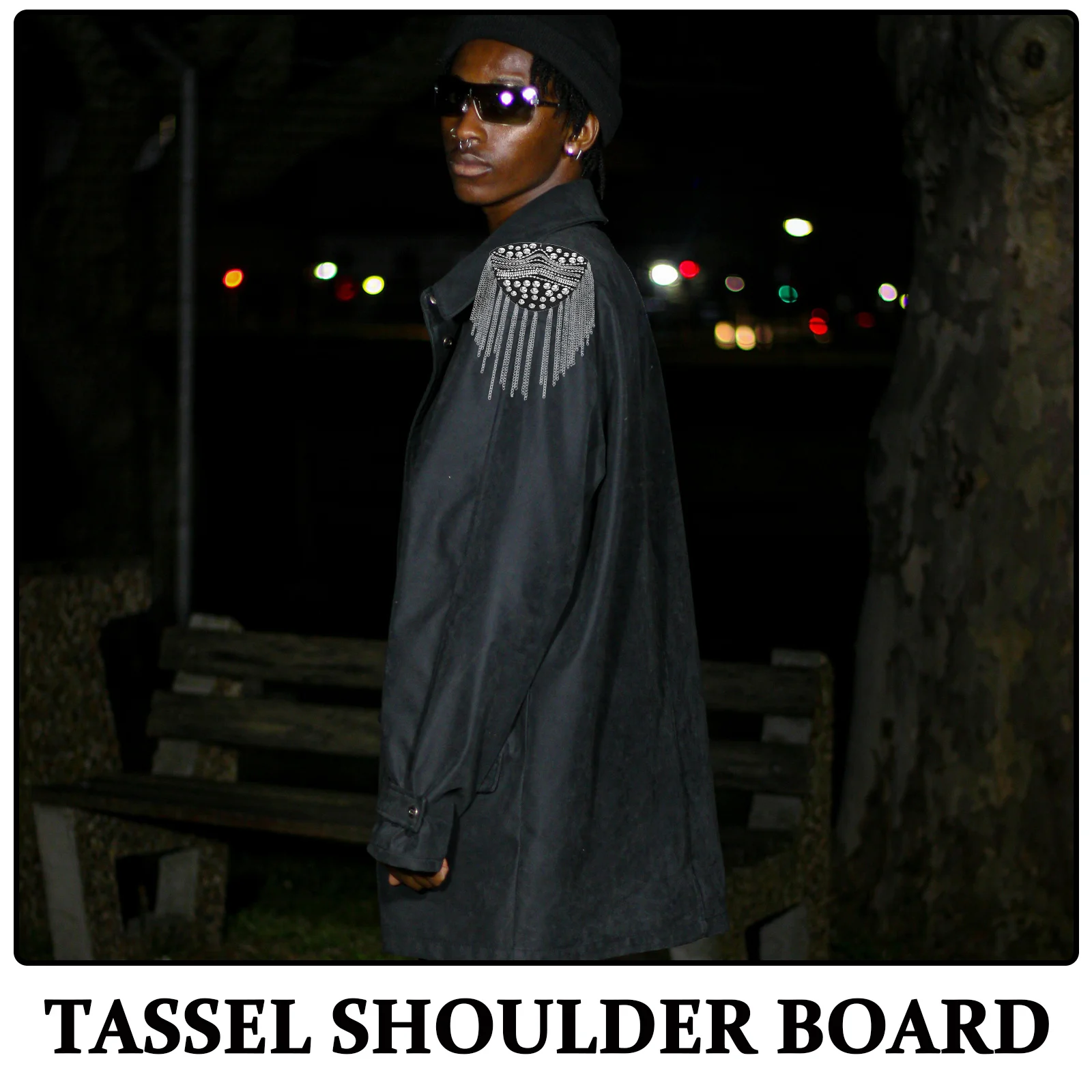 1 Pair Tassel Rivet Shoulder Board Silver Retro Prince Style Decor Man Costume Cool Accessory Craft Sewing Supply