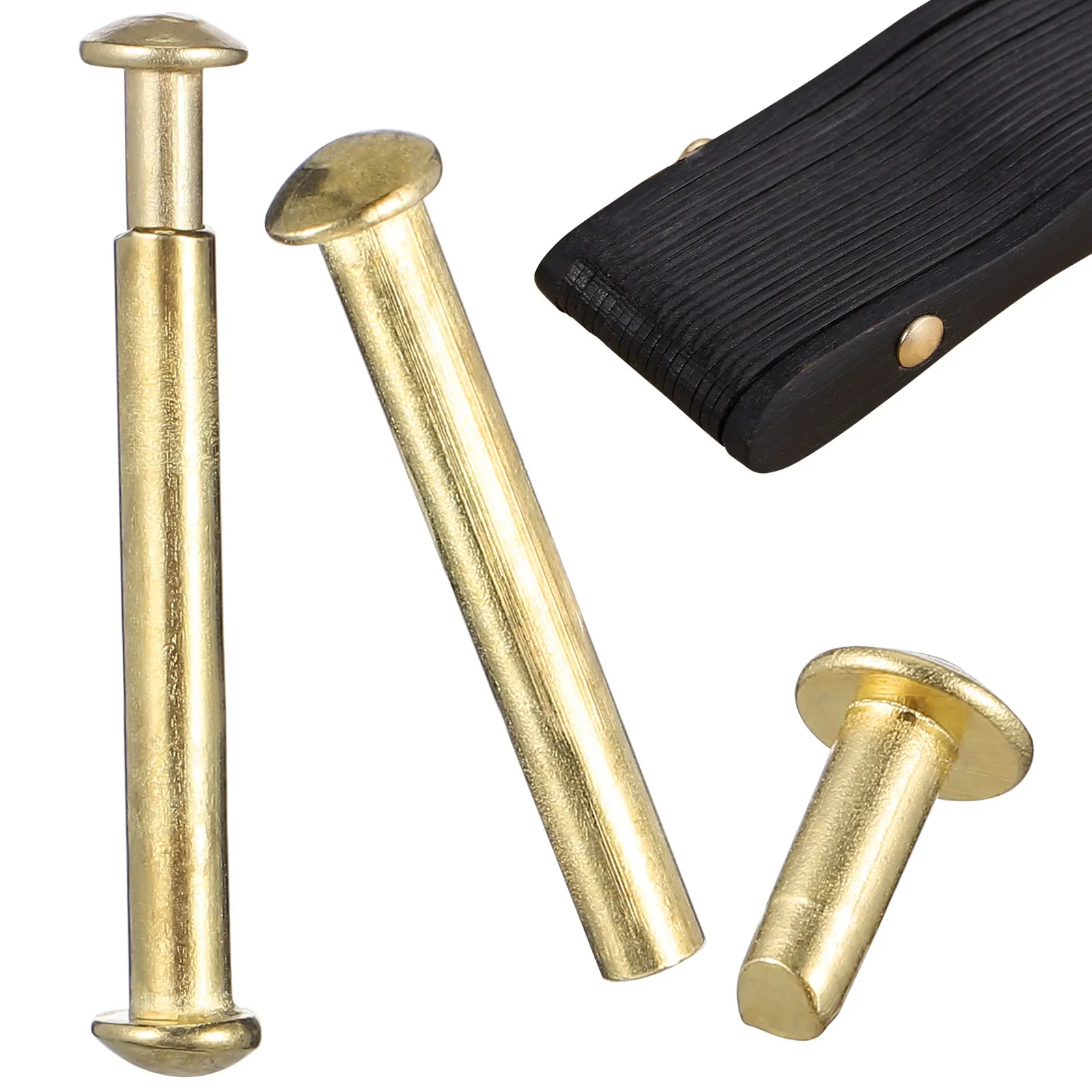 2 Sets Wooden Folding Fan Shaft Rivets Nuts Joint Screw Nail Hinge Connector Chinese Hand Fan Repairing Fasteners Replacement