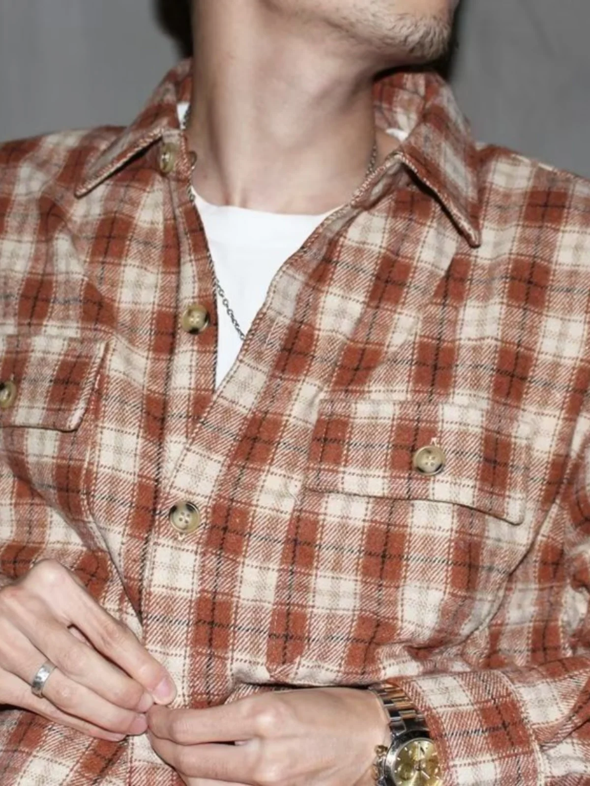 

Американский Ретро Клетчатый Длинный Све irt Свободный Повседневный Мужской Весенне-Осенний Ameika Свободный Цвет Blo irt Модный Пуговицы