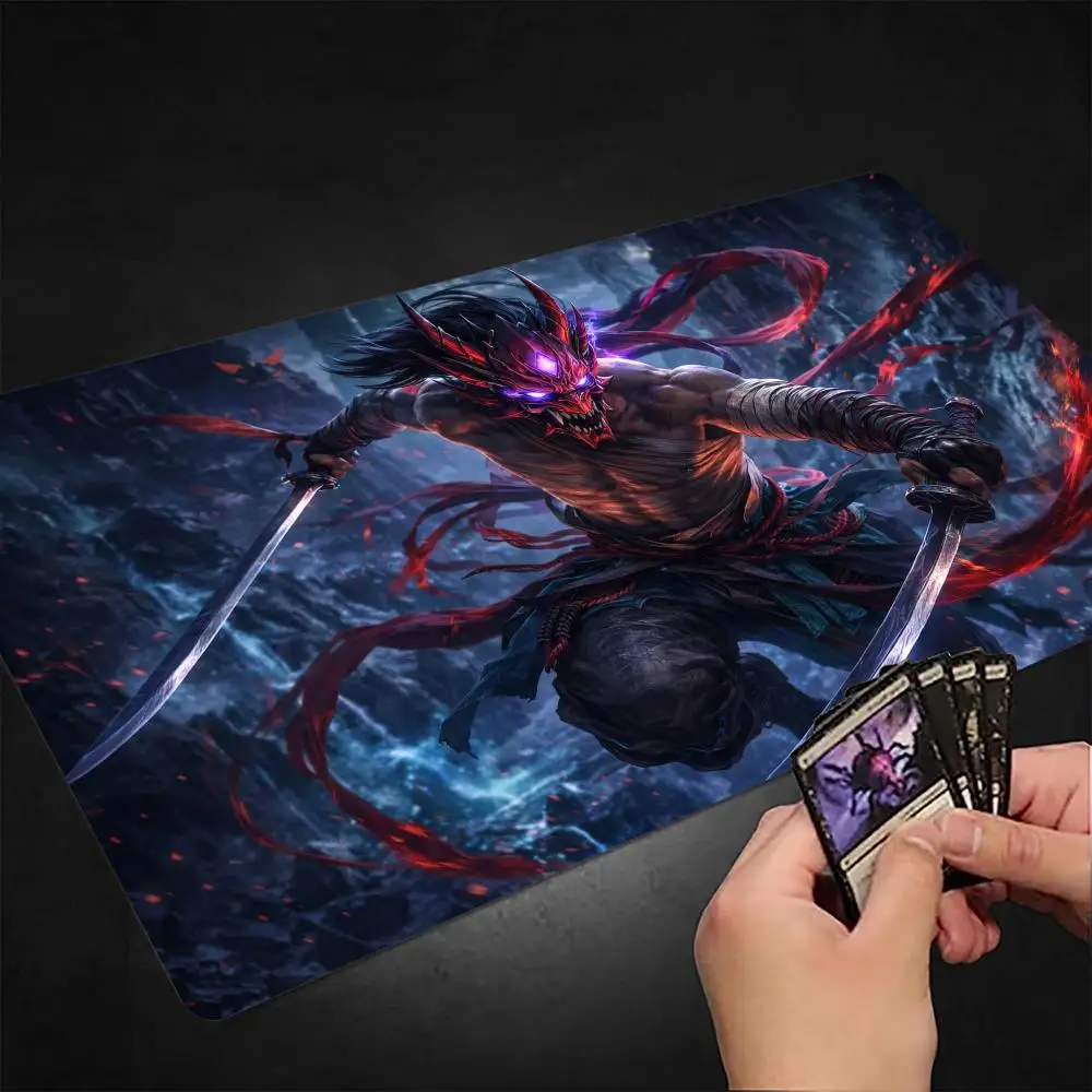 

Игровой коврик для карточных игр Magic: The Gathering «Ужасный самурай с призрачным лицом», нескользящий, прочный, 35x60 см, для командных игр, игровой коврик MTG