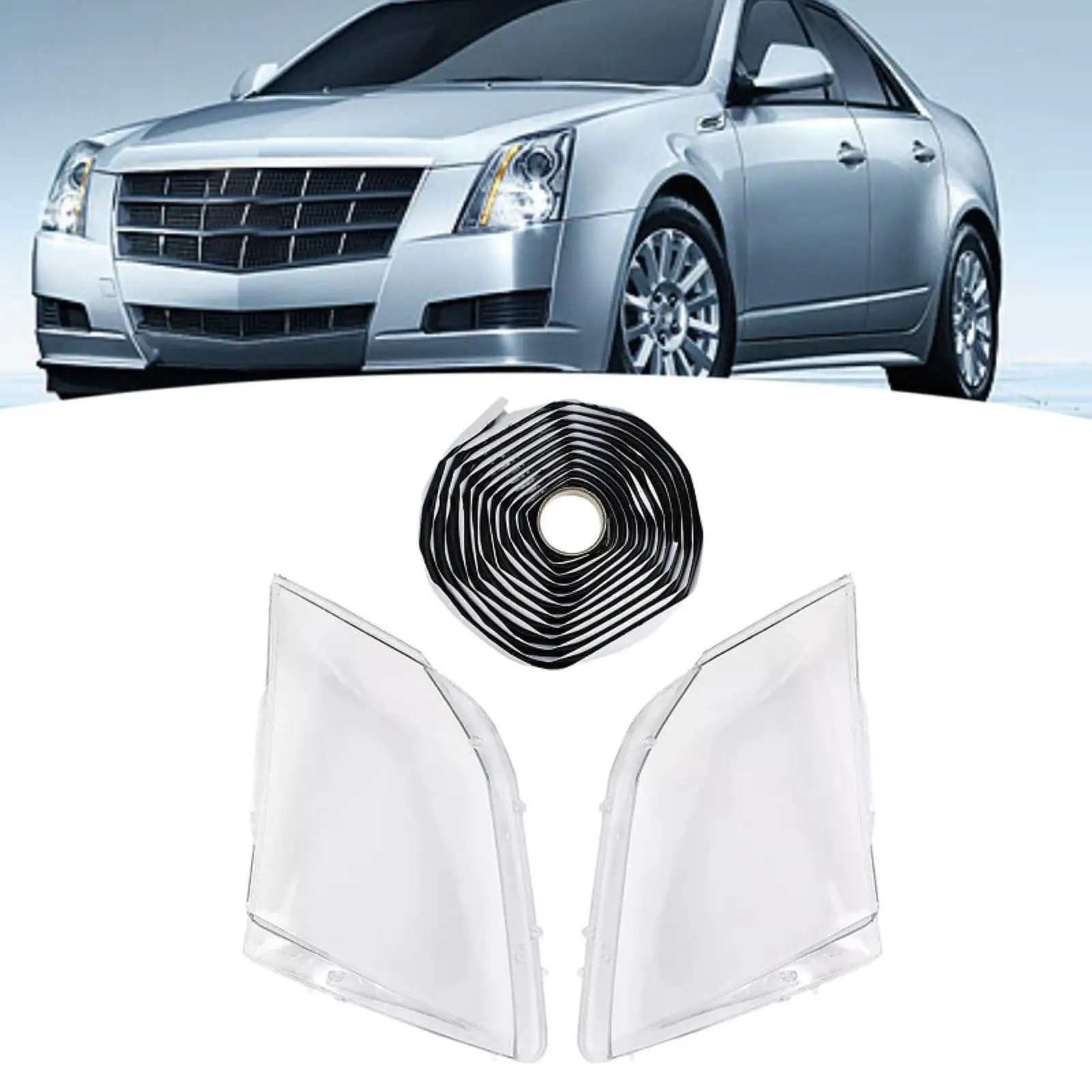 

2Pieces Headlight Lens Cover for Cadillac CTS 2008-2013 Easily Install