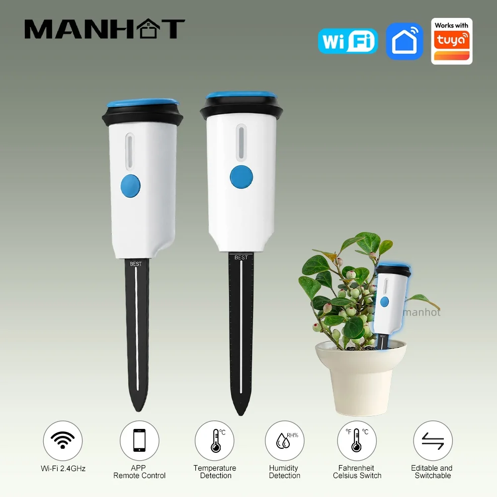 Smart WIFI Soil Sensor Temperature Humidity Moisture Detect for Garden Automation Irrigation Real Time Monitor Work Smart Life