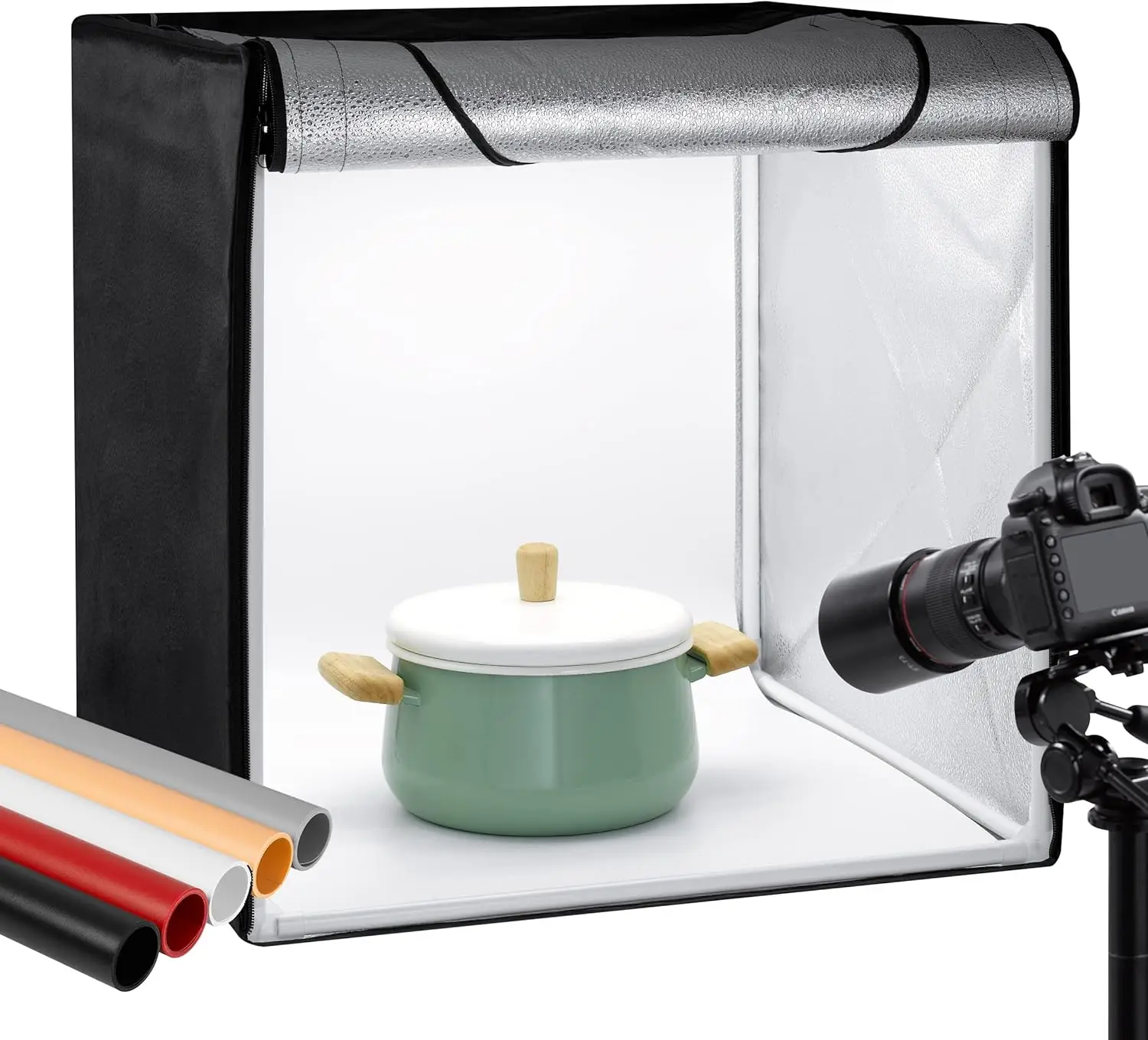 

Портативная палатка для фотостудии 20x20 дюймов со светодиодной подсветкой и 5 фонами для фотографии продуктов