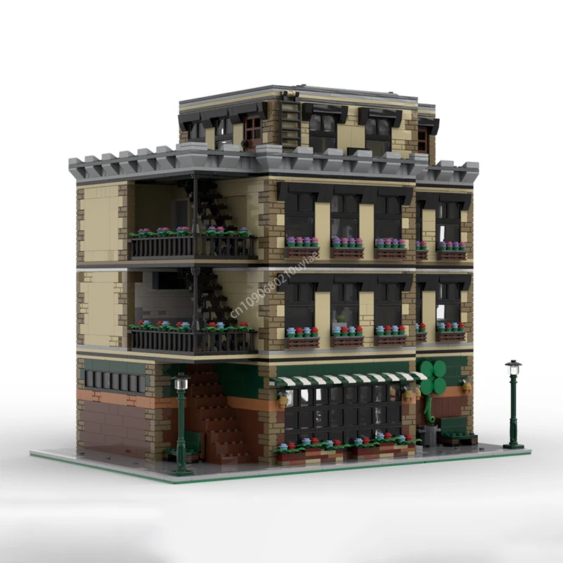 Moc-モジュラーシットコム,マクラーレンのパブ,街の景色を望むモデル,建築ビルディングブロック,DIYレンガのおもちゃ,子供向けの教育ギフト