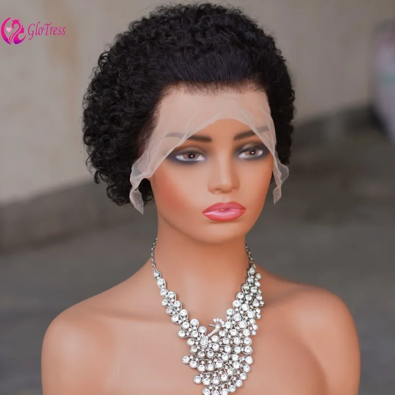 

High Quality 200% Density 8 Inches Ear To Ear 13x4 Lace Frontal Human Hair Curly Wigs Brazilian Virgin Remy Wig Comfortable