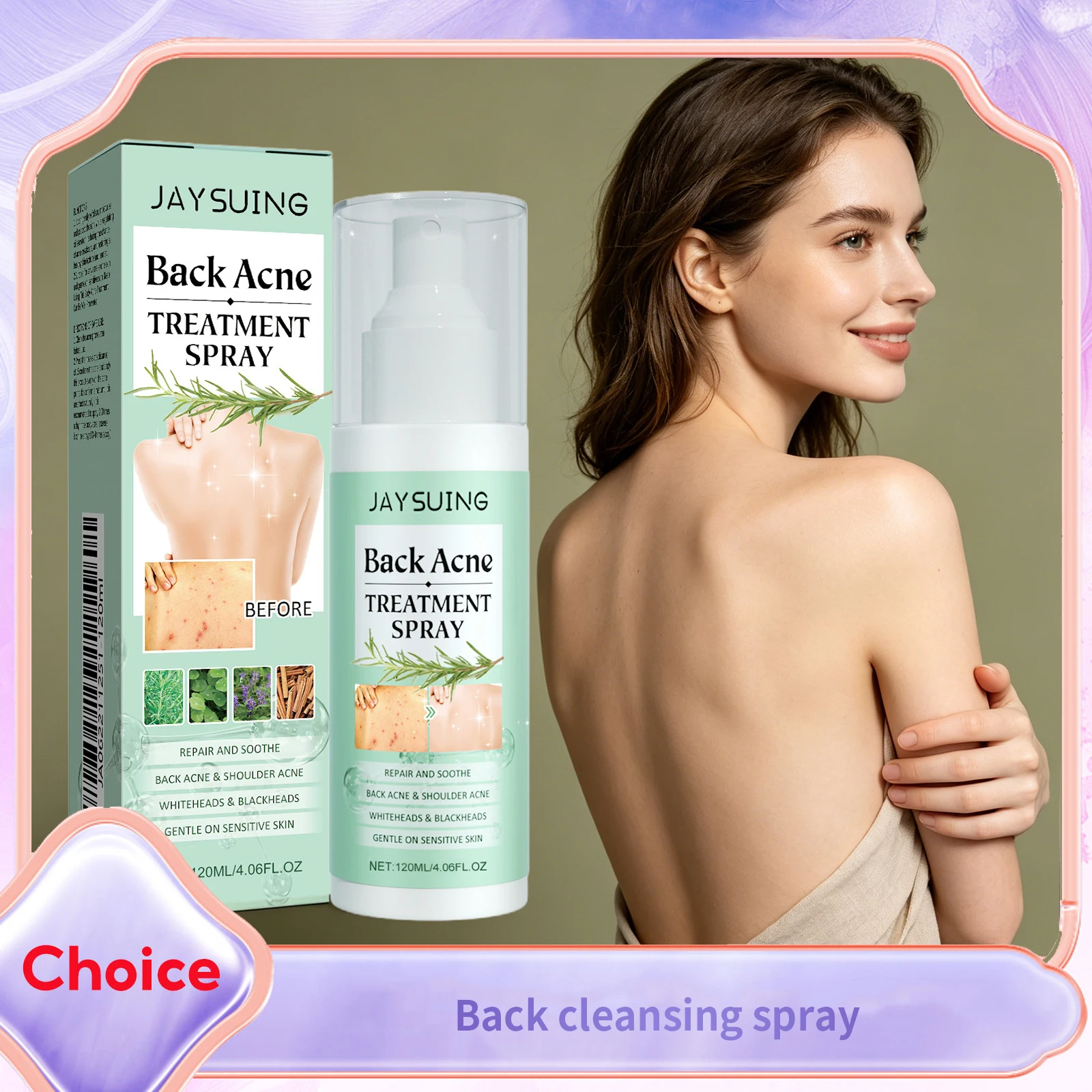Salicylic Acid Back Acne Spray Centella Repair Acne Mark Reduce Dorsum Pimples Shrink Pores Oil Control Whitening Back Skin Care