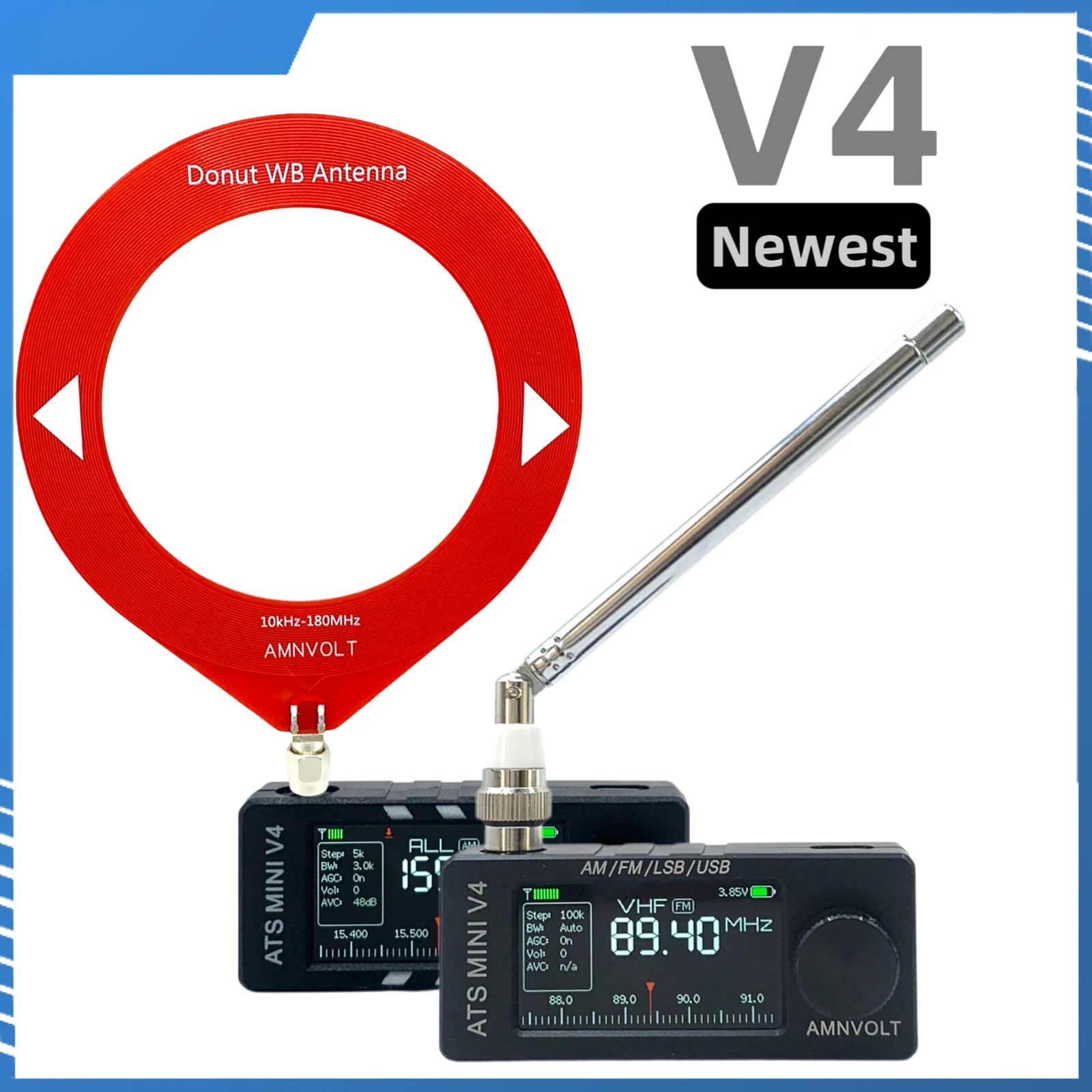 

Радиоприемник AMNVOLT V4 ATS MINI SI4732 с 1,9-дюймовым IPS-экраном, USB, транзисторный, карманный, вседиапазонный, с усилителем