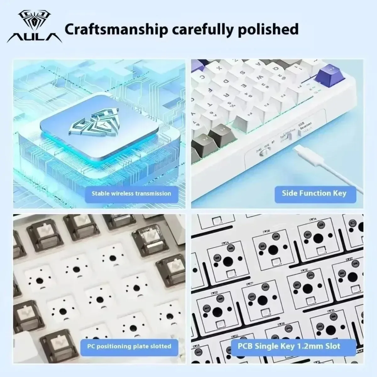 新しい AULA F108 カスタマイズされたゲーミングキーボード 2.4GWireless/Bluetooth/有線 100% レイアウト RGB キーボードフルキーホットスワップゲーム Accessorie