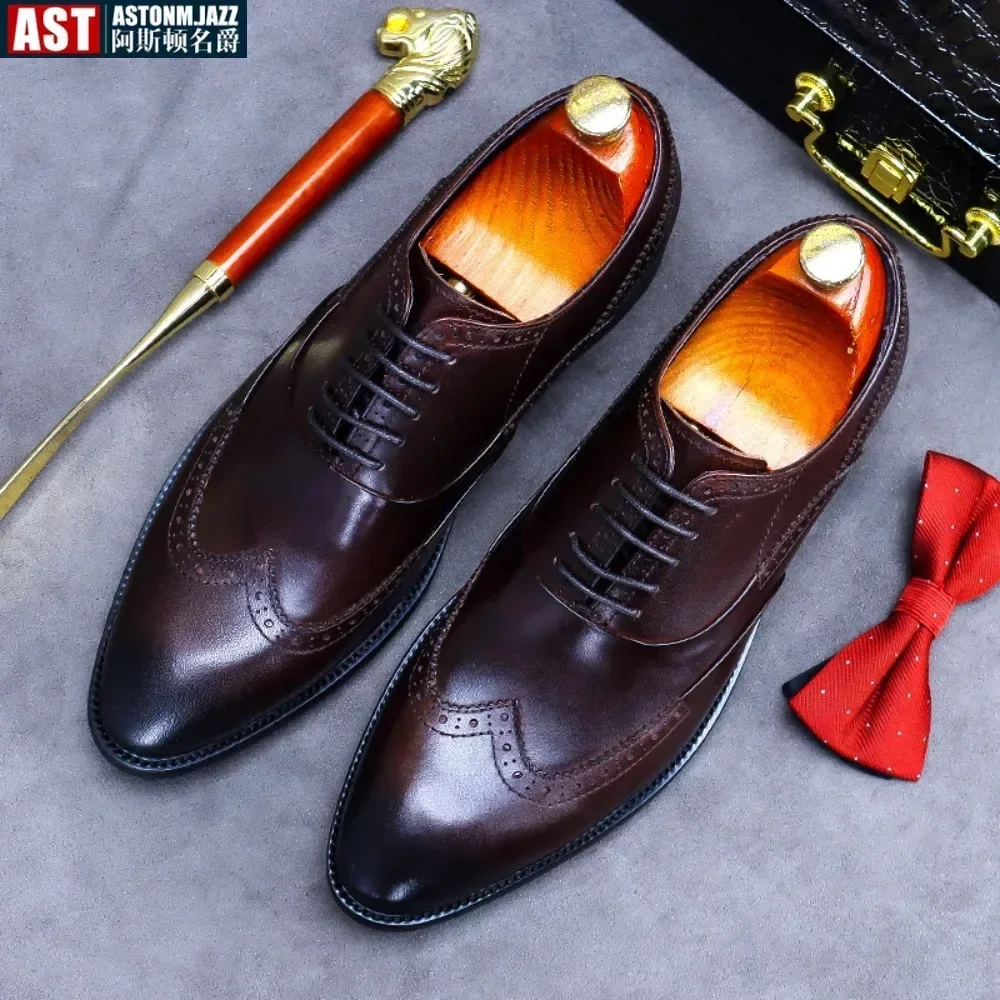 

Men's Classic Retro Derby Shoes Mens Business Dress Office Leather Shoe Flats Men Fashion Wedding Party Oxfords EUR Size 37-46