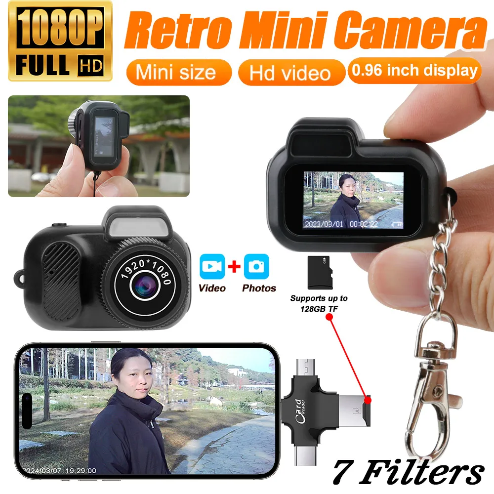 

Y3000 Retro Mini Camera HD1080P with 4-in-1 Card Reader Kids Camera Portable Outdoor Photo Video Mini Cam Travel Holiday Gift