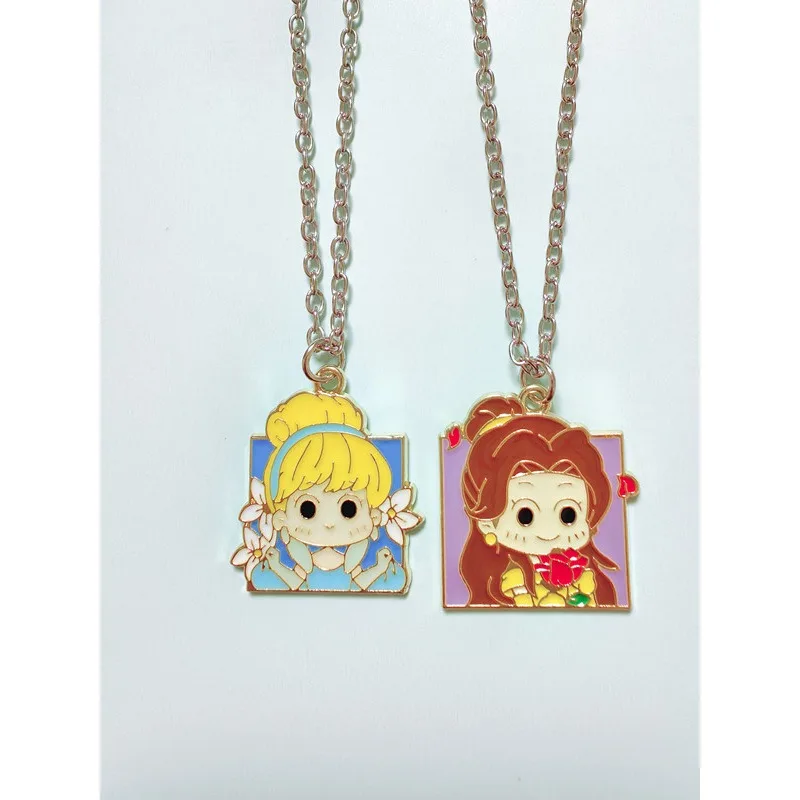 Disney Prinzessin Halsketten Anime Figuren Cartoon Q Figuren niedliche Persönlichkeit Waren Dekoration Mädchen Kinder Geburtstags geschenke