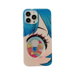 Cartoon Anime Iridescent Shinning Eyes Double Layers Case for iPhone 17 16 15 14 13 Pro Max Back Phone Cover for 12 11 Pro Max