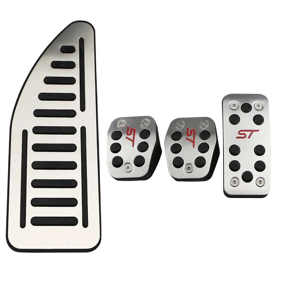 Pedal de combustível de alumínio, pedais de freio, conjunto de pedal de descanso, capa para ford focus 2 3 4 mk2 mk3 mk4 st rs 2005 - 2018, acessórios