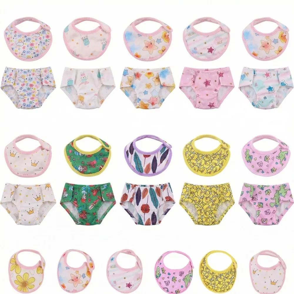 Doll Clothes Underwear+Drool Towel Multi Pattern Underwear For 43CM Baby&18Inch American Doll Diaper,Our Generation Toy Gift