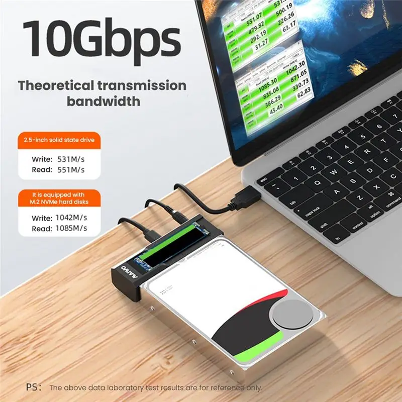 AT42  Dual Bay M.2 Nvme Case and SATA HDD Docking Station Type C Docking Station 3.5Quot, Clone Duplicator EU Plug