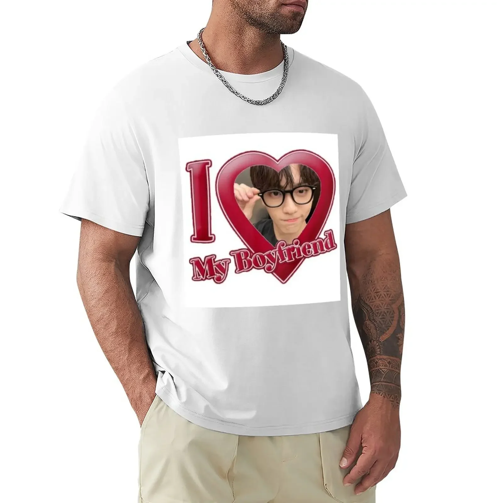 Short Sleeve Tee Aesthetic Clothes Men T Shirt Soobin TXT ‘i Love My Boyfriend’ T-Shirt Graphic Oversized Harajuku Men Clothing