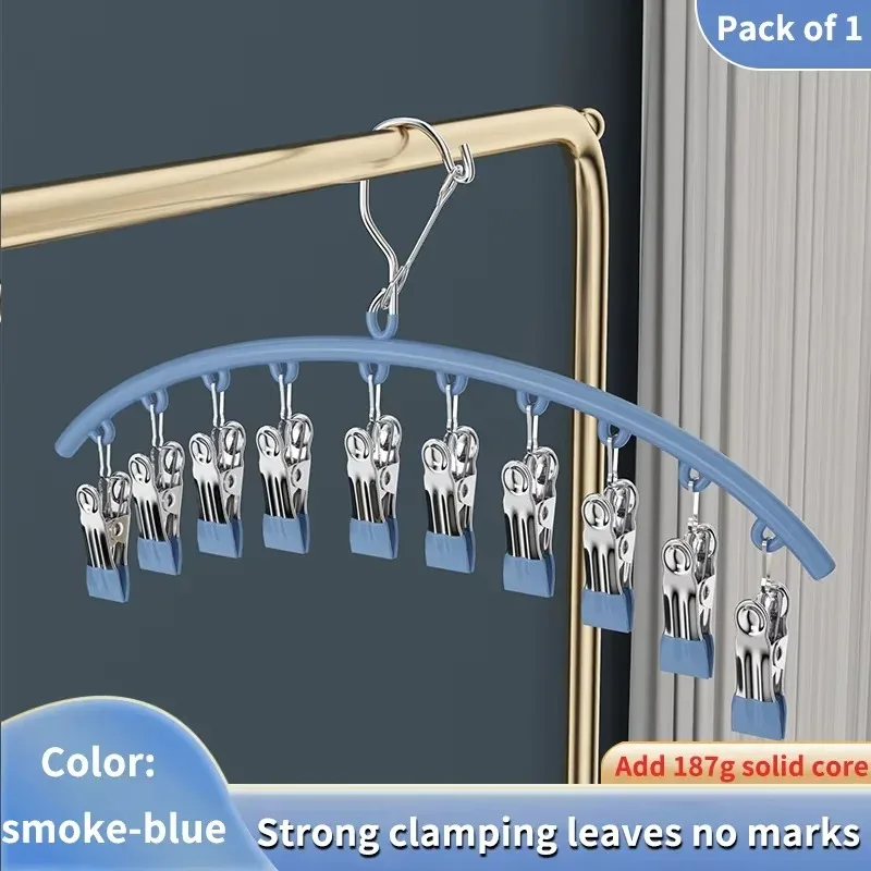 10 Clips Multi-functional Hanger with Clips, 360° Rotatable Non-slip Clothes Hanger for Pants Socks Underwear