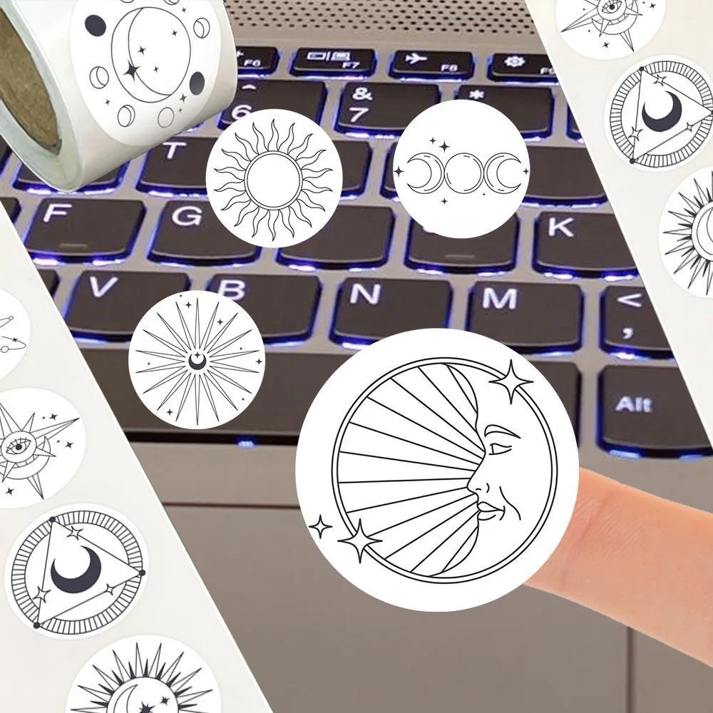 500 Stück/Rolle Niedliche Stern-Mond-Symbol-Siegelsticker DIY PVC Laptop-Aufkleber Dekoration Belohnungsgeschenk Spielzeug