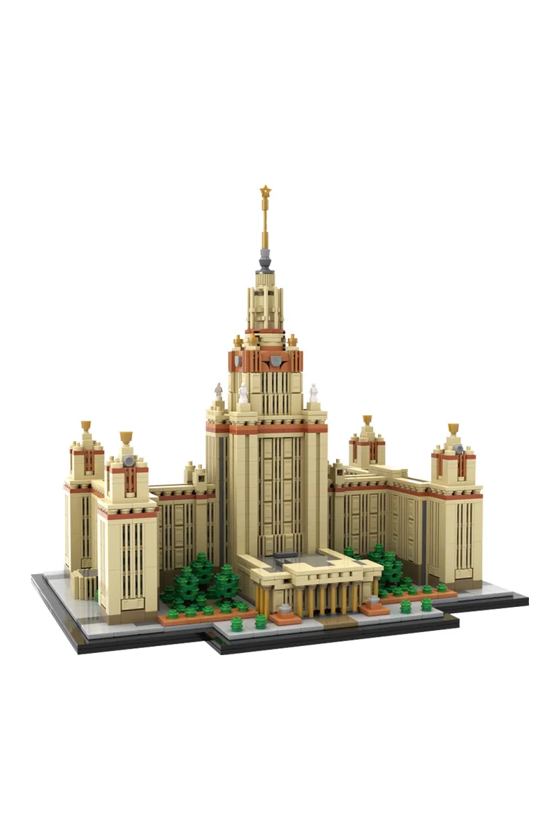 Gobricks MOC Moscow State University 1:800 Scale Building Blocks Model M. V. Lomonosov University Architecture Bricks Toys Gifts