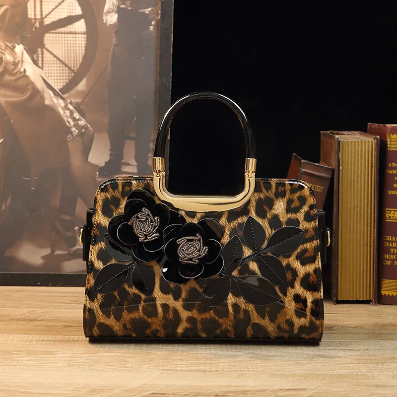 Leather Tote Handbag Purse CrossBody Bag Patent  Shoulder  Fashion Leopard Print Handbags for Women Designer Luxury