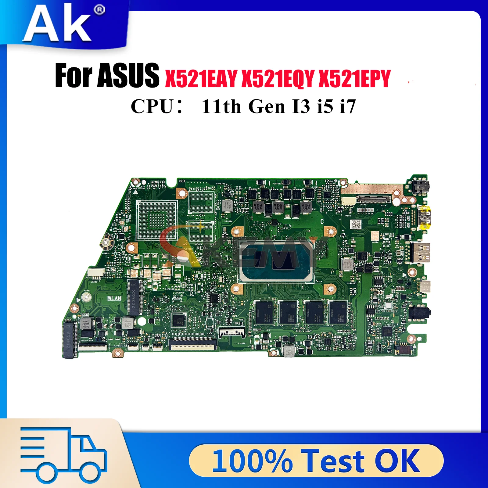 

X521EA Материнская плата для ноутбука ASUS VivoBook X521EPY I521E X521EAY X521EQY R521E X521E S533E K533E Материнская плата с 11-го поколения I3 i5 i7